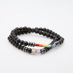 Dell Arte // Double Wrap Onyx + Pride Bead Bracelet // Black + Rainbow