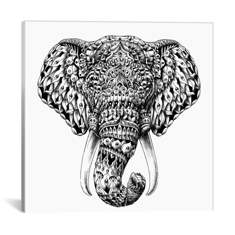 Ornate Elephant Head (18"W x 18"H x .75"D)