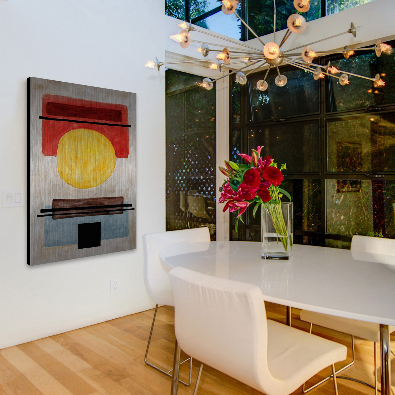 Big Yellow Dot Print // Brushed Aluminum (12"W x 18"H x 1.5"D