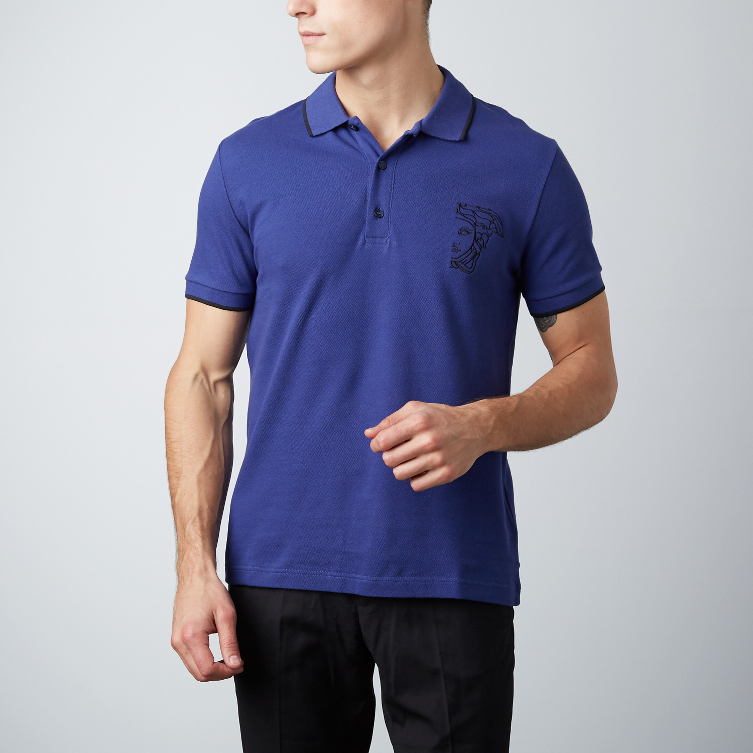 blue versace polo shirt