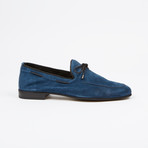 Suede Tie Loafer // Blue (US: 9.5)