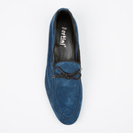 Suede Tie Loafer // Blue (US: 10.5)