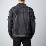 Distressed Denim Jacket // Black (L)