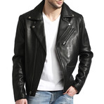 Leather Biker Jacket // Black (M)
