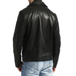 Leather Biker Jacket // Black (L)