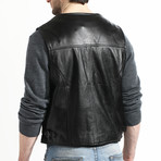 Leather Button Vest // Black (2XL)