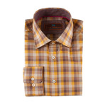 Multi-Check Spread Collar Button-Up Shirt // Orange (S)