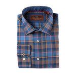 Woven Spread Collar Shirt // Brown + Blue (L)