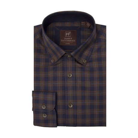 Romsey Woven Button-Down Collar Shirt // Brown (XS)