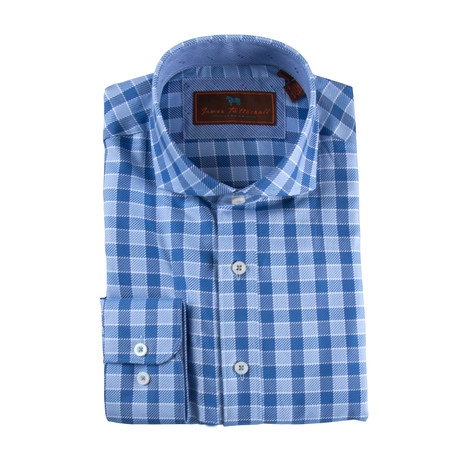 Cotton Woven Button-Up Shirt // Blue + Light Blue + White Gingham (XS)