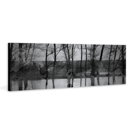 Lake Reflection Painting Print // Brushed Aluminum (30"W x 10"H x 1.5"D)