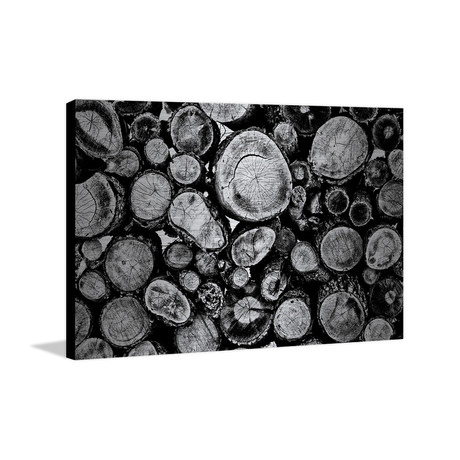 Stacks of Logs Painting Print // Brushed Aluminum (18"W x 12"H x 1.5"D)