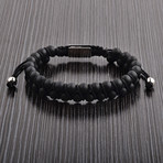 Polished Stainless Steel + Matte Onyx Adjustable Bracelet