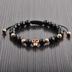 Onyx + Skull Bead Shocker Tie Bracelet // Black + Rose Gold