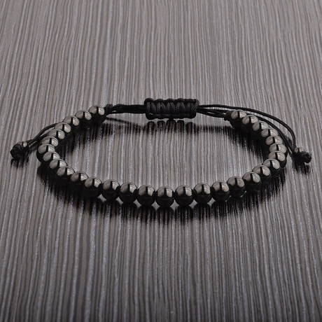 Black Stainless Steel Bead Shocker Tie Bracelet // Black