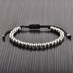 Stainless Steel Bead Shocker Tie Bracelet // Silver + Black