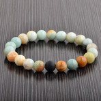 Amazon + Onyx Stone Bead Bracelet // Ivory + Green + Black