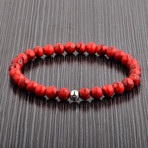 Turquoise + Stainless Steel Bead Bracelet // Red