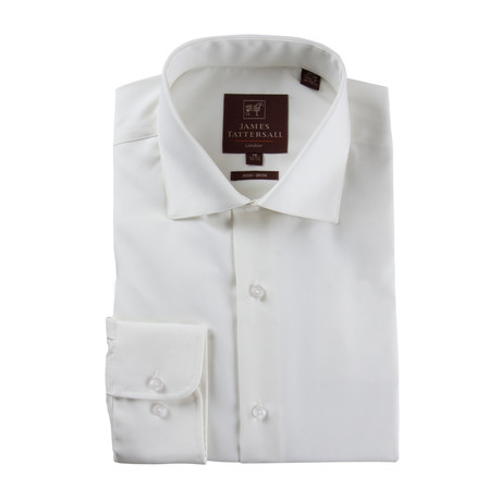 Long-Sleeve Non-Iron Pinpoint Ox Modern Fit Dress Shirt // Cream (US: 13R)