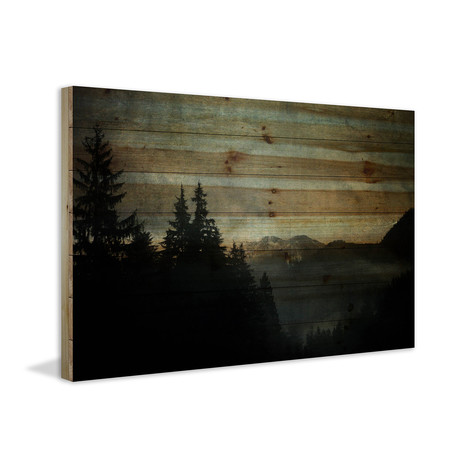 Evening Firs // Natural Pine Wood (18"W x 12"H x 1.5"D)