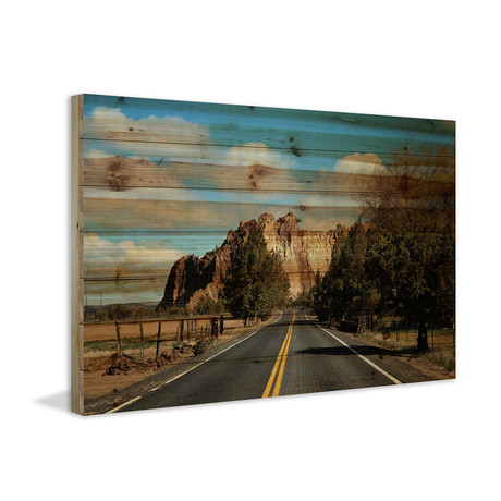 Highway View // Natural Pine Wood (18"W x 12"H x 1.5"D)