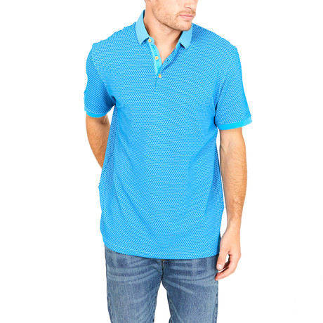 Graham Slim Fit Polo Shirt // Houndstooth Baby Blue (S)