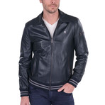 Iron Leather Jacket // Navy (S)