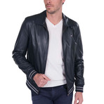 Iron Leather Jacket // Navy (3XL)
