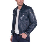 Hybrid Leather Jacket // Navy (S)