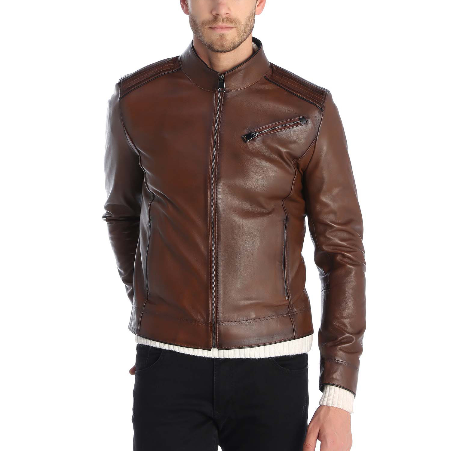 Touch Leather Jacket // Chestnut (XL) - Sir Raymond Tailor // Burak ...