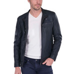 Shaft Leather Jacket // Navy (S)