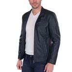 Shaft Leather Jacket // Navy (M)
