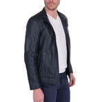 Shaft Leather Jacket // Navy (M)