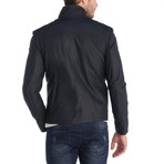 Whiff Leather Jacket // Navy Blue (XL)