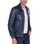 Hybrid Leather Jacket // Navy (3XL)