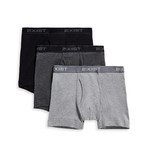 Essential Cotton Boxer Brief // Black + Grey + Charcoal // 3-Pack (L)
