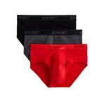 Essential Cotton Contour Pouch Brief // Black + Charcoal + Red // 3-Pack (S)