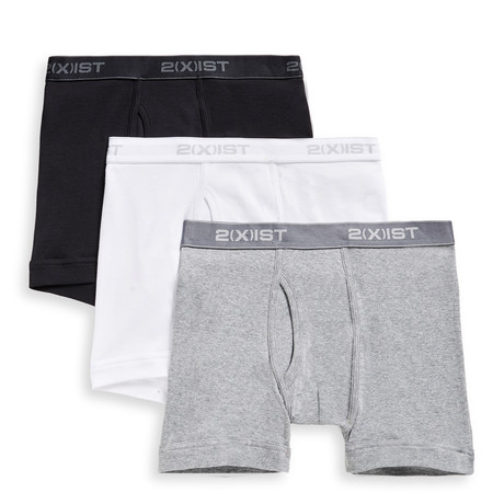 Essential Cotton Boxer Brief // Black + White + Gray// 3-Pack (S)