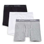Essential Cotton Boxer Brief // Black + White + Gray// 3-Pack (L)