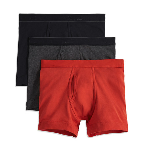 Essential Cotton Boxer Brief // Black + Charcoal + Red // 3-Pack (S)