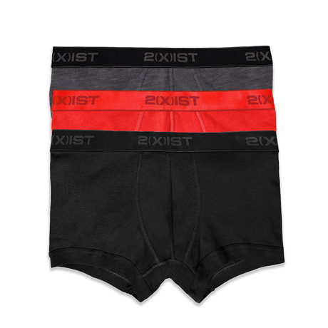Essential Cotton No Show Trunk // Black + Charcoal + Red // 3-Pack (S)