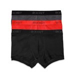 Essential Cotton No Show Trunk // Black + Charcoal + Red // 3-Pack (M)