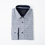 Disconnected Bubble Print Button-Up Shirt // Navy (M)