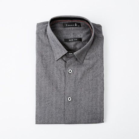 Subtle Scroll Floral Button-Up Shirt // Gray (S)