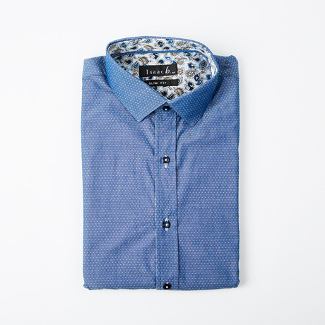 Far Out Paisley Cuff Button-Up Shirt // Blue (S)