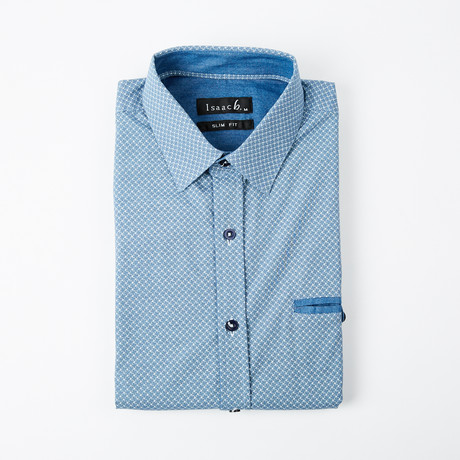 Gridded Button-Up Shirt // Blue (S)