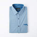 Gridded Button-Up Shirt // Blue (L)