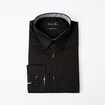 Accent Button-Up Shirt // Black + Gray (L)