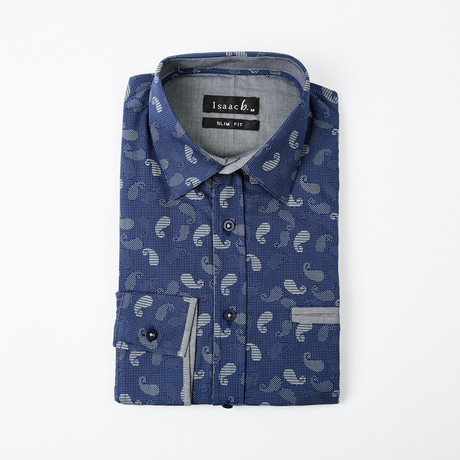 Mixed Print Overlay Button-Up // Blue (S)
