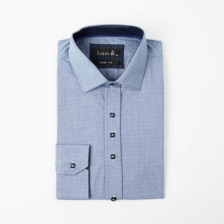 Textured Weave Button-Up // Blue (S)